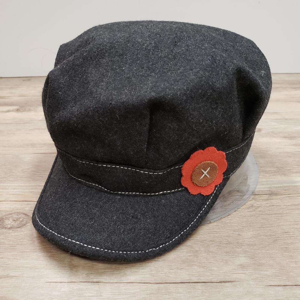 Pistil Hat Cap Strap Back Womens One Size Gray Wool Flower Accent Casual Unique